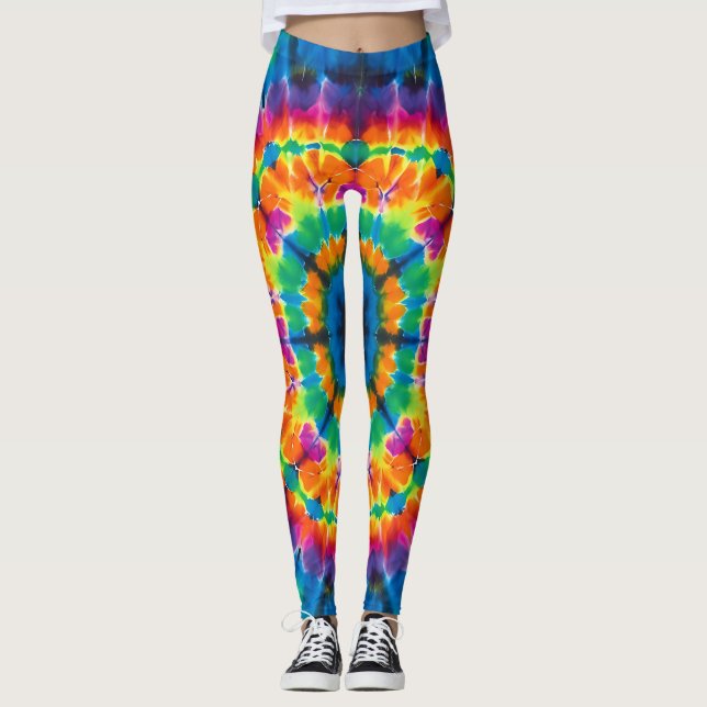 Tye-Dye, lebendig gefärbte Leggings (Vorderseite)