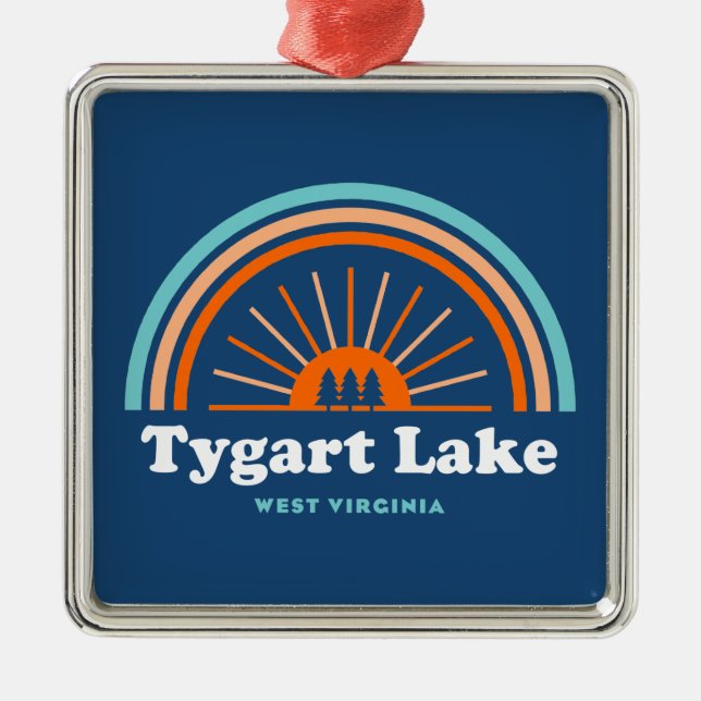 Tygart Lake West Virginia Rainbow Ornament Aus Metall (Vorne)