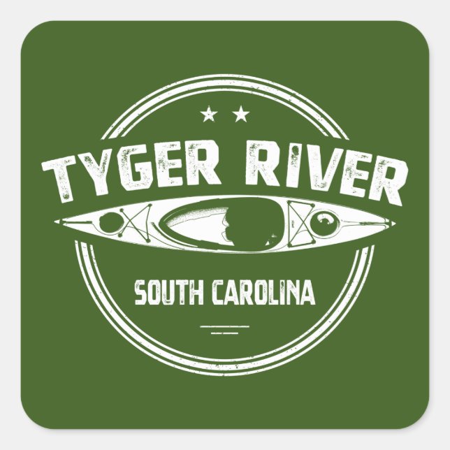 Tyger River, South Carolina Quadratischer Aufkleber (Vorderseite)