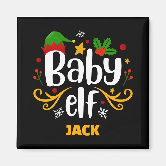 Tygraphy Baby Elf Fun Family Matching Baby T Shirt Magnet (Vorne)
