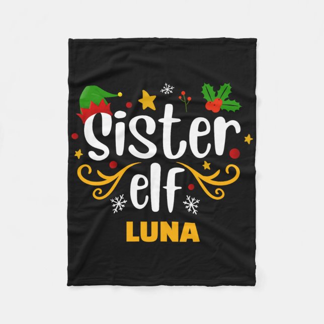 Tygraphy Sister Elf Fun Family Matching T Shirt  Fleecedecke (Vorderseite)