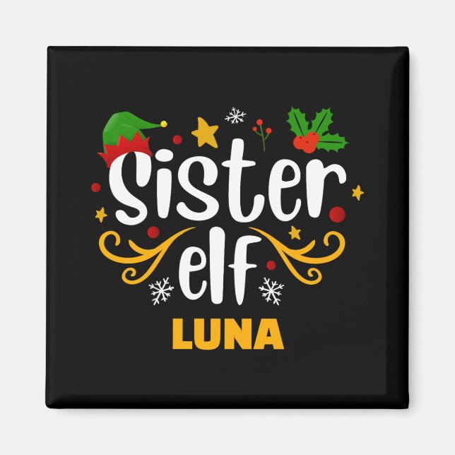 Tygraphy Sister Elf Fun Family Matching T Shirt  Magnet (Vorne)