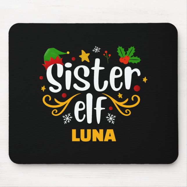 Tygraphy Sister Elf Fun Family Matching T Shirt  Mousepad (Vorne)