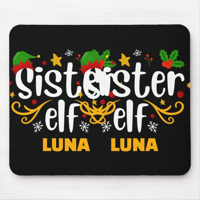 Tygraphy Sister Elf Fun Family Matching T Shirt  Mousepad (Vorne)