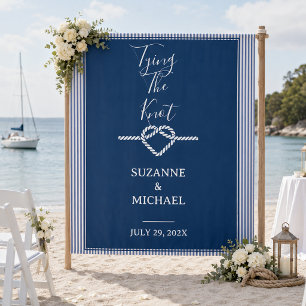 Tying Knot Schifffahrt Navy Blau Foto Hintergrund Wandteppich