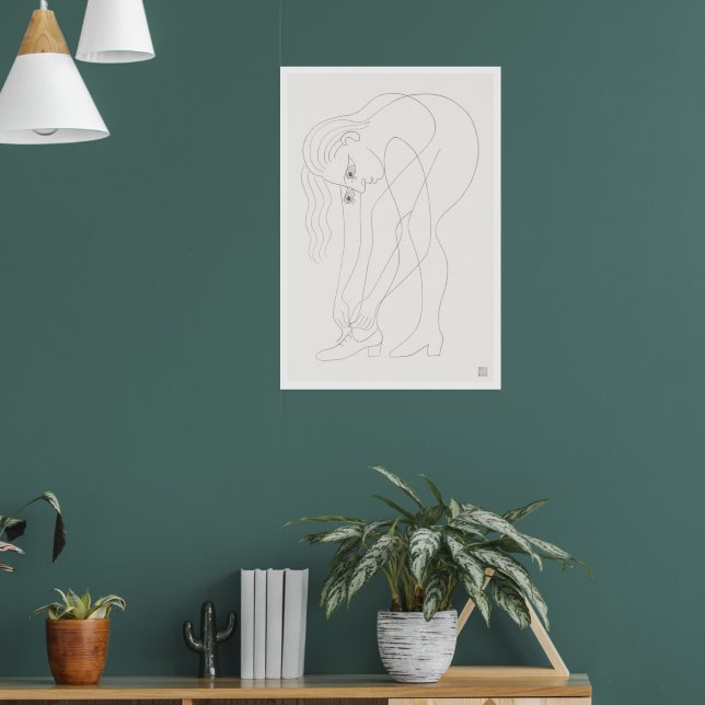 Tying Laces - Large Archival Drawing Print Poster (Wohnzimmer 1)