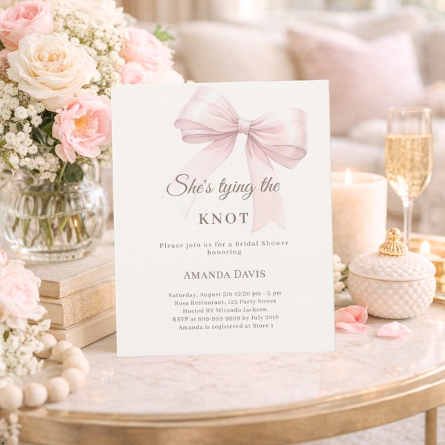 Tying the knot pink bow Bridal Shower invitation (Von Creator hochgeladen)