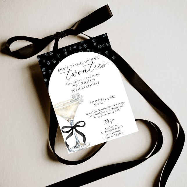 Tying Up Her Twenties Winter Themed 30th Birthday Einladung (Von Creator hochgeladen)