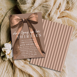 Tying Up My 30s Brown Coquette Bow 40th Birthday Einladung