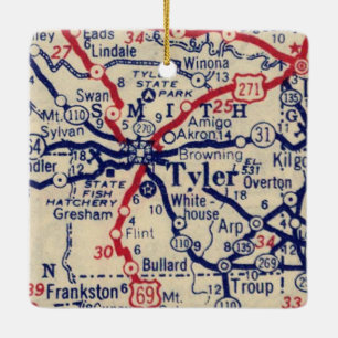 Tyler TX 1941 Karte Keramikornament