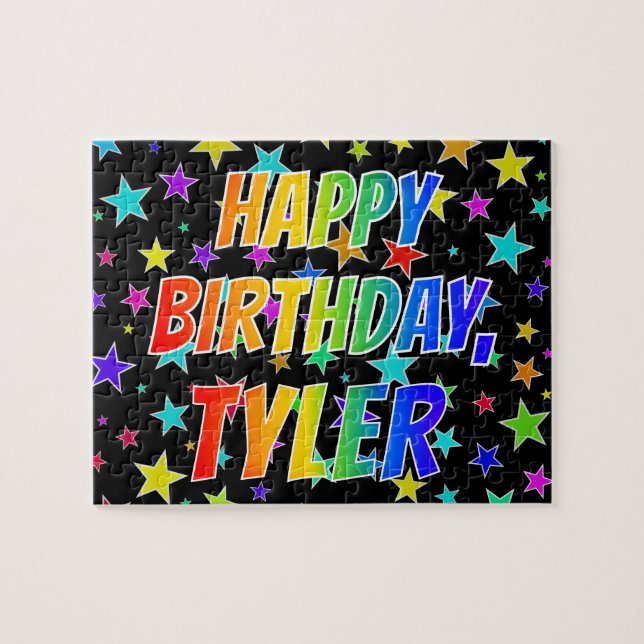 "TYLER" Vorname, Spaß "GLÜCKLICHER GEBURTSTAG" Puzzle (Horizontal)