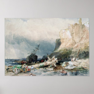 Tynemouth Schloss, Tyne und Abnutzung, mit Wrack Poster