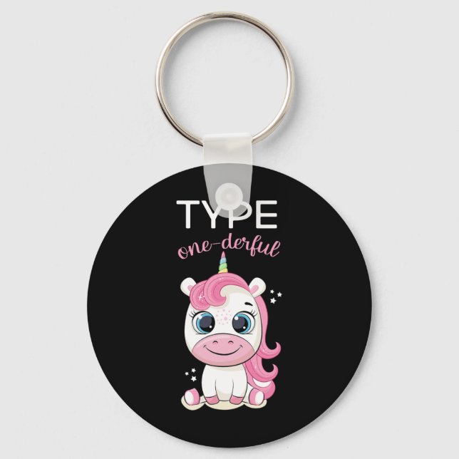 Typ 1 derful Diabetes Awareness T1d Unicorn Dia Schlüsselanhänger (Vorderseite)