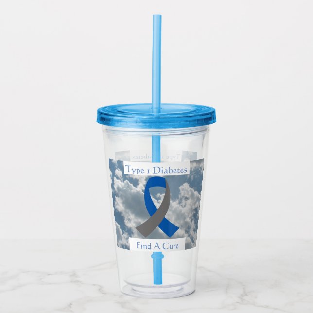 Typ 1 Diabetes Akrylcup mit Lid und Strahl Acryltrinkbecher (Vorderseite)