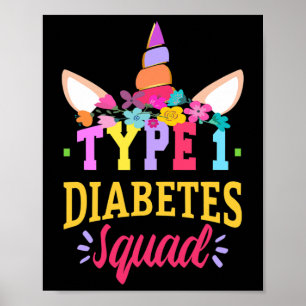 Typ 1 Diabetes Aufklärung T1d Squad Unicorn Rainbo Poster