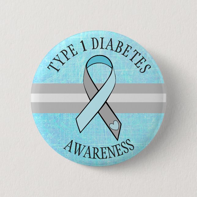 Typ 1 Diabetes-Awareness Blue Grau-Taste Button (Vorderseite)