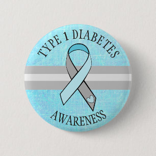 Typ 1 Diabetes-Awareness Blue Grau-Taste Button