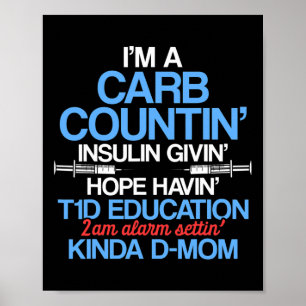Typ 1 Diabetes Awareness Mom T1D Warrior Survivor Poster