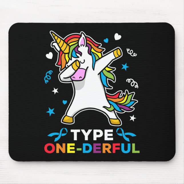 Typ 1 Diabetes Awareness Unicorn Typ 1 derful Mousepad (Vorne)