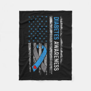 Typ 1 Diabetes-Bewusstsein Amerikaner Flaggen Blue Fleecedecke