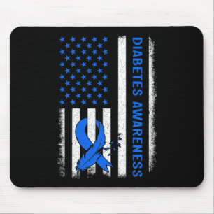 Typ 1 Diabetes-Bewusstsein Amerikaner Flaggen Blue Mousepad