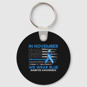Typ-1-Diabetes-Bewusstsein Amerikanische US-Flagge Schlüsselanhänger