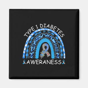 Typ 1 Diabetes Bewusstsein gebleicht Rainbow Blue Magnet