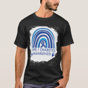 Typ 1 Diabetes Bewusstsein gebleicht Rainbow Blue T-Shirt