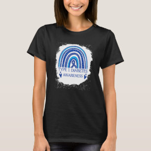 Typ 1 Diabetes Bewusstsein gebleicht Rainbow Blue T-Shirt
