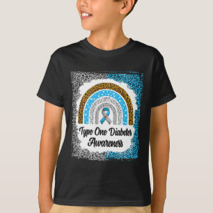 Typ 1 Diabetes Bewusstsein gebleicht Rainbow Leopa T-Shirt