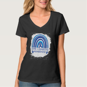 Typ-1-Diabetes-Bewusstsein Gebleichtes Regenbogen T-Shirt