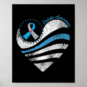 Typ 1 Diabetes Bewusstsein Herz Ribbon Poster