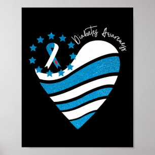 Typ 1 Diabetes Bewusstsein Herz Ribbon Poster