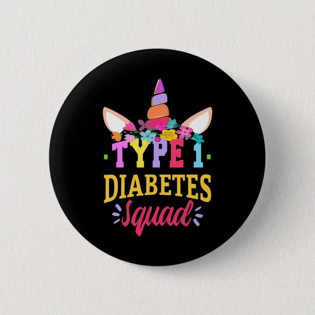 Typ-1-Diabetes-Bewusstsein T1d Squad Einhorn Regen Button (Vorderseite)
