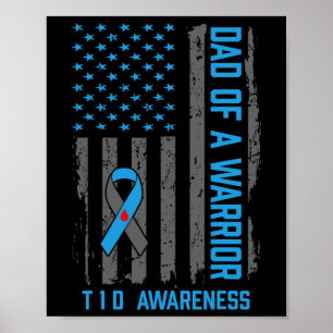 Typ-1-Diabetes-Bewusstsein T1d Vater Von Krieger T Poster