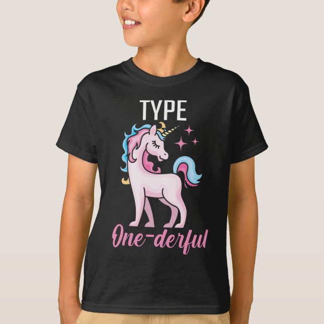 Typ 1 Diabetes Bewusstsein Unicorn Diabetiker T-Shirt (Vorderseite)