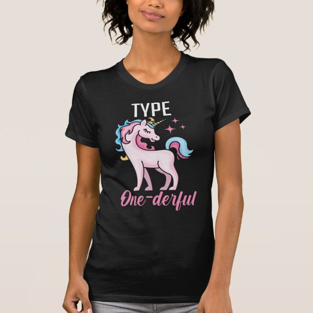 Typ 1 Diabetes Bewusstsein Unicorn Diabetiker T-Shirt (Vorderseite)