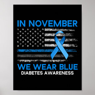 Typ 1 Diabetes-Bewusstsein US-Flagge Blue Ri Poster