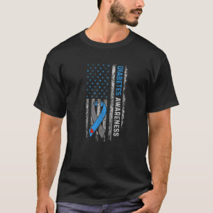 Typ 1 Diabetes-Bewusstsein US-Flagge Blue Ri T-Shirt