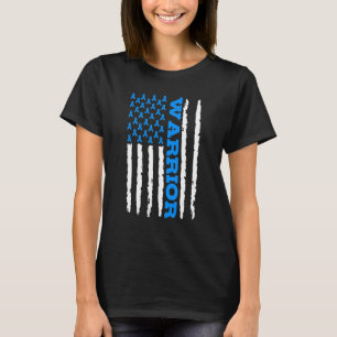 Typ-1-Diabetes-Bewusstseins-Krieger US-Flagge Blau T-Shirt