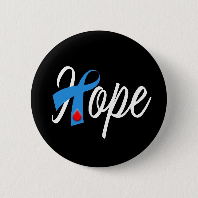 Typ 1 Diabetes Blue Ribbon Awareness HOPE Button (Vorderseite)