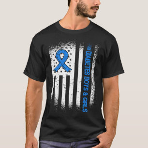 Typ 1 Diabetes Boys & Girls Diabetes Ribbon & Ame T-Shirt