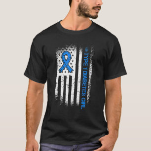 Typ 1 Diabetes Girl Diabetes Ribbon und amerikanis T-Shirt