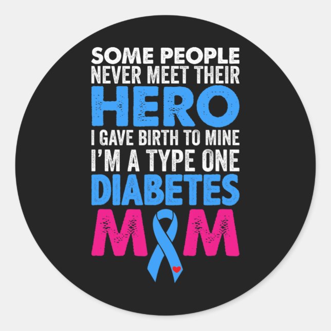 Typ 1 Diabetes Mama Mutter T1D Diabetisches Bewuss Runder Aufkleber (Vorderseite)