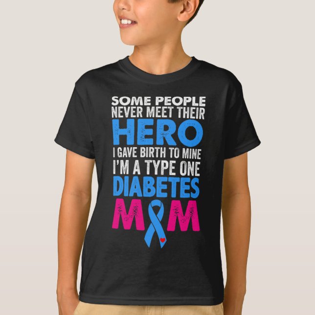 Typ 1 Diabetes Mama Mutter T1D Diabetisches Bewuss T-Shirt (Vorderseite)