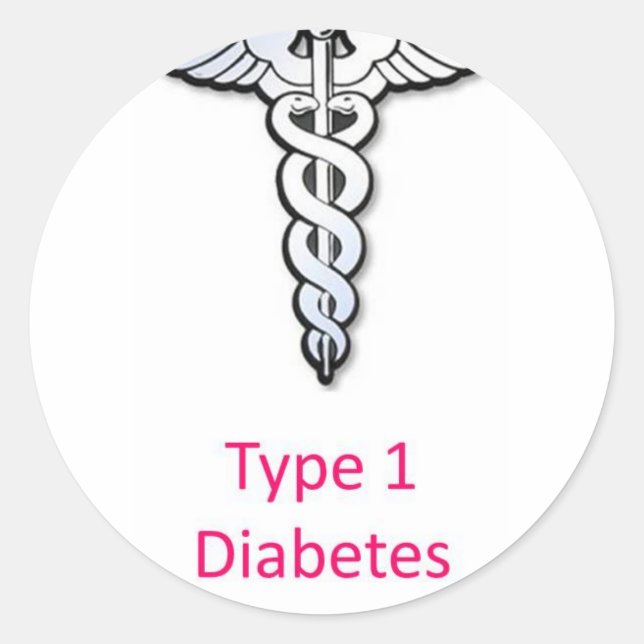 Typ 1 Diabetes rosa Runder Aufkleber (Vorderseite)