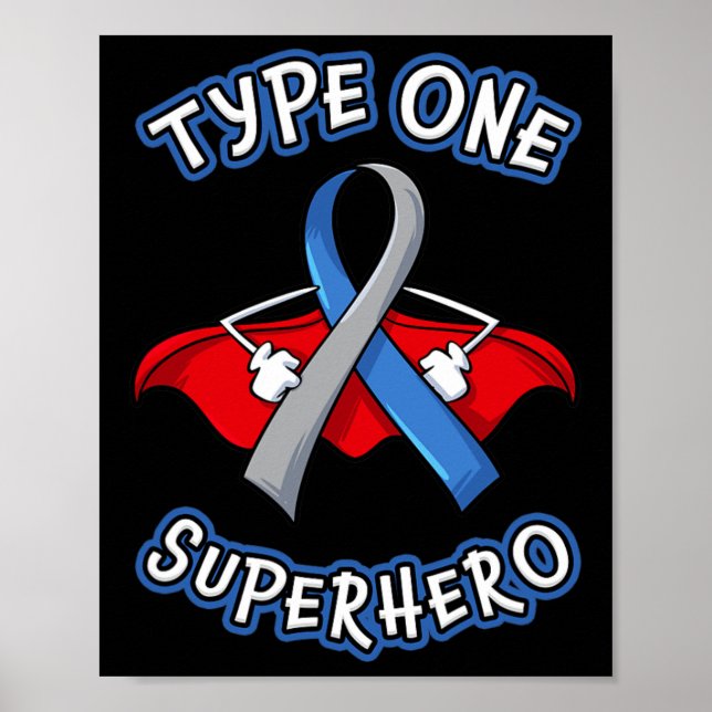 Typ 1 Diabetes Superheran Aufklärungsgeschenk Diab Poster (Vorne)