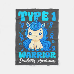 Typ-1-Diabetes Süßes Einhorn Krieger Jungen Mädche Fleecedecke