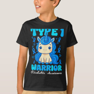 Typ-1-Diabetes Süßes Einhorn Krieger Jungen Mädche T-Shirt