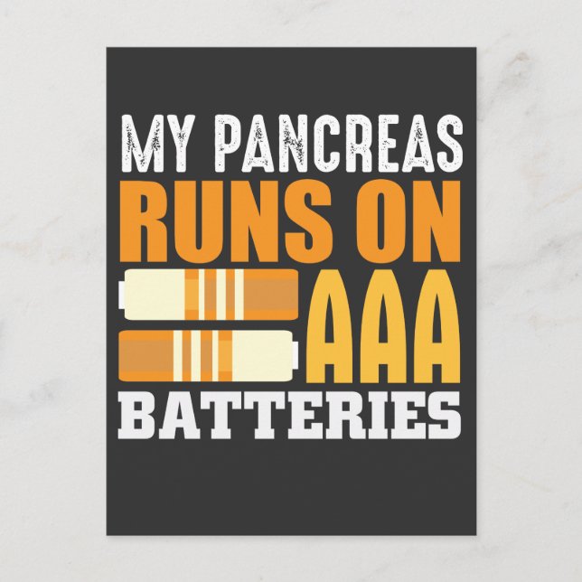 Typ 1 Diabetes T1D Bewusstsein Diabetiker Akku Postkarte (Vorderseite)